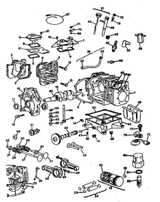 Cylinder, Crankshaft And Engine Base Diagram and Parts List for 422400-422499 0750-01 Briggs and Stratton Engine